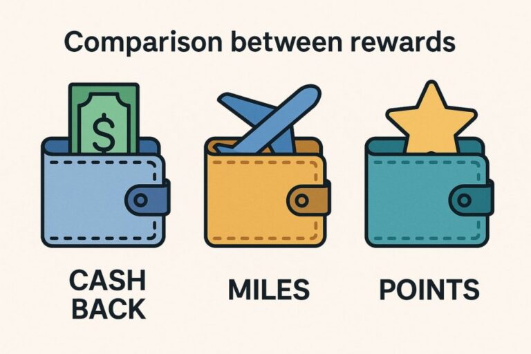 Comparison between rewards: cash back, miles, and points